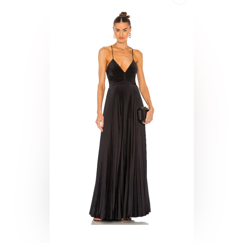 A.L.C. Aries Satin Pleated Open Back Dress